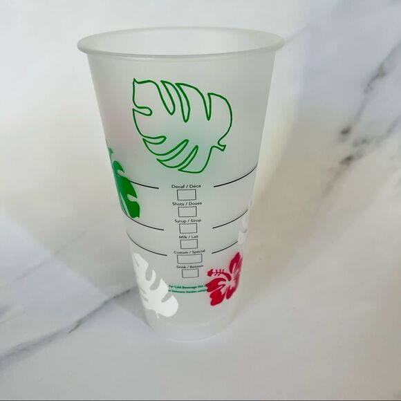Starbucks custom Tropical Monstera Hawaiian Venti 24 Fluid Ounces Cold Cup NWT - Picture 2 of 4